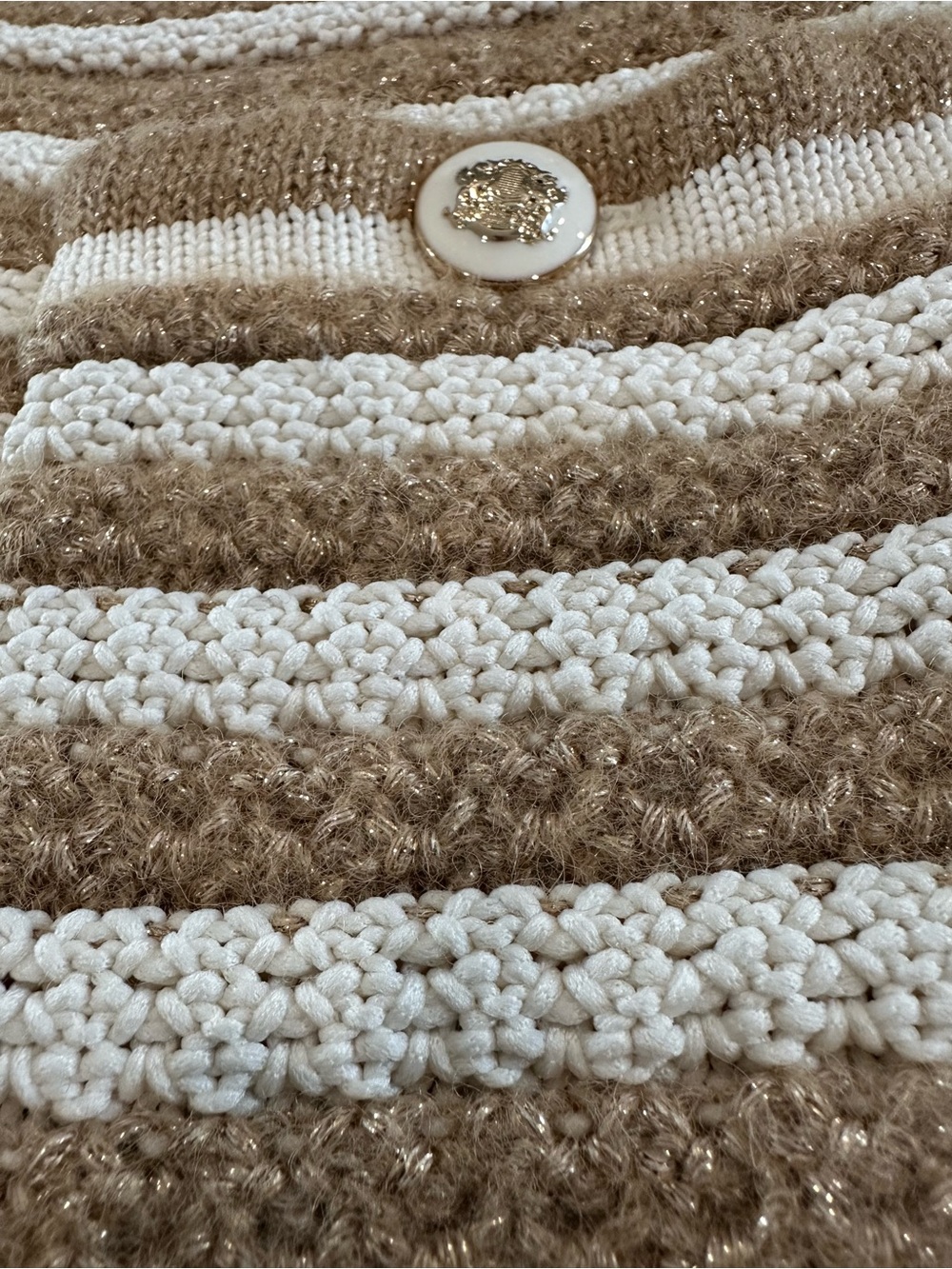 Talbots Kate cardigan sweater in toasted coconut and ivory Sz M NWT - Picture 10 of 10
